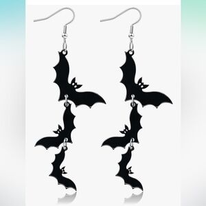 Halloween Black Bat Drop dangle Earrings